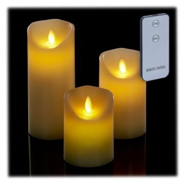 Rinkinys iš 3 LED žvakių, kreminės spalvos
