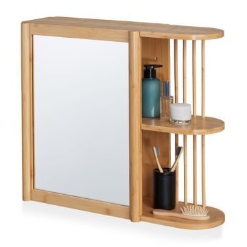 Pakabinama lentyna su veidrodžiu 53x62x20cm., šviesiai rudos spalvos