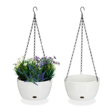 Rinkinys iš 2 kabančių vazonų 60x24cm., juodos/baltos spalvos