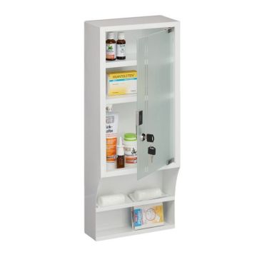 Skaidri medicininė spintelė 65x27x12cm., baltos/sidabrinės spalvos