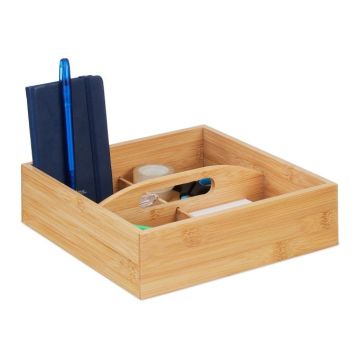 Rašymo priemonių organizatorius 6,5x25x25 cm., šviesiai rudos spalvos