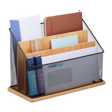 Rašymo priemonių ir dokumentų organizatorius 20x29x14 cm., šviesiai rudos/juodos spalvos