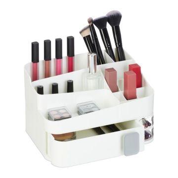 Makiažo organizatorius su stalčių 15x26x21cm., baltos spalvos