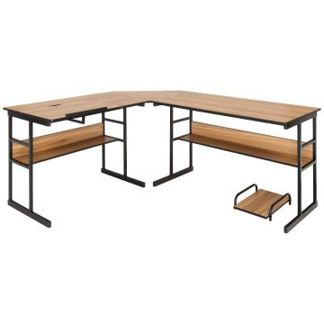 Rašomasis stalas 170x150x75cm., šviesiai rudos/juodos spalvos
