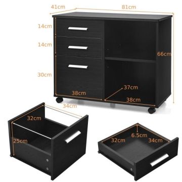 Шкаф для документов 81x41x66см, черного цвета