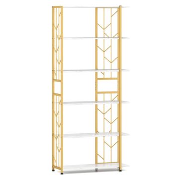 Напольная полка 80x31x180 см, белый/золотой цвет