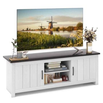TV staliukas 145x39,5x49,5cm., baltos/tamsiai rudos spalvos