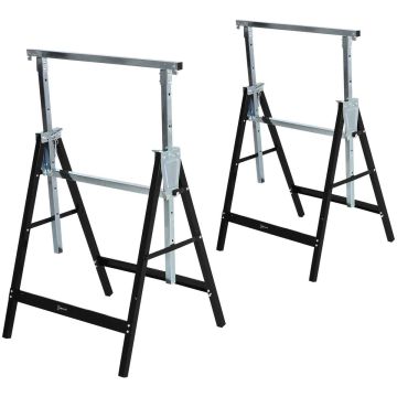 Rinkinys iš 2 pjūklos stovų Durhand 68x56x130cm., juodos/sidabrinės spalvos