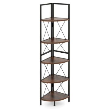 Напольная полка 35,5x35,5x159,5 см, черно-коричневого цвета