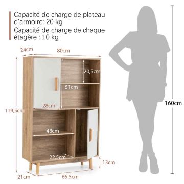 Напольная полка 80x24x119,5см, светло-коричневого цвета