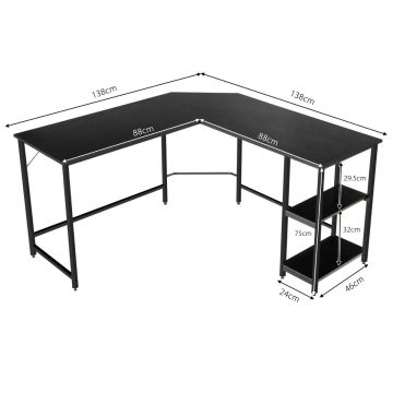 Rašomasis stalas 138x138x75cm., juodos spalvos