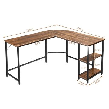 Rašomasis stalas 138x138x75cm., rudos/juodos spalvos