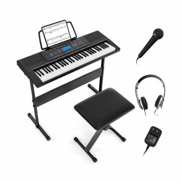Skaitmeninis pianinas su taburetė, juodos/baltos spalvos
