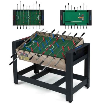 2 viename žaidimų stalas, Stalo futbolas ir biliardas, 122 × 81 × 60 cm