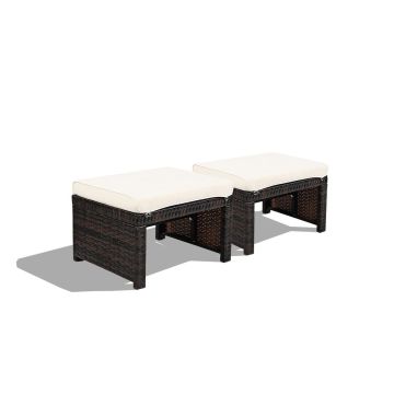 2 pcs. footstools with soft cushions, white