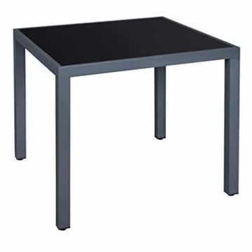 Террасный стол со столешницей из серого стекла 85x85x73см