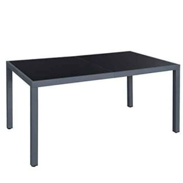 Большой садовый стол с серым стеклом 150x90x73см