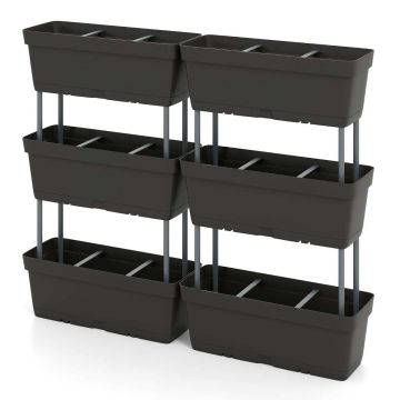 Rinkinys iš 6 gėlių vazonų 49x16x16cm., juodos spalvos
