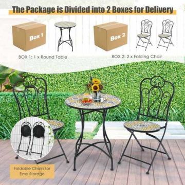 3-piece outdoor bistro furniture set, round table 60 cm, black