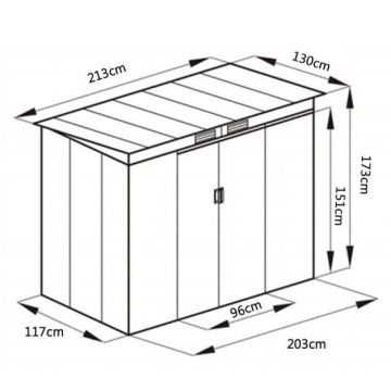 Sodo sandėliukas 213x130x173cm., tamsiai pilkos/baltos spalvos