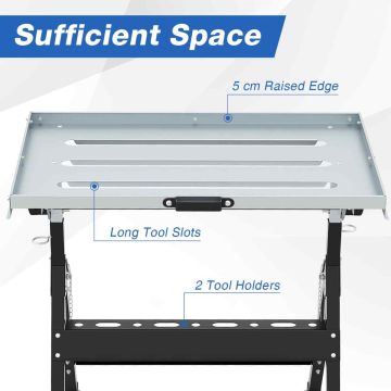 Suvirinimo stalas 78x55x95cm., juodos/sidabrinės spalvos