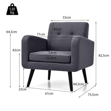 Fotelis 71x73,5x82,5cm., tamsiai pilkos/juodos spalvos