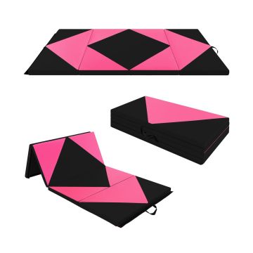 Gimnastikos kilimėlis 240x117x5cm., juodos/rožinės spalvos