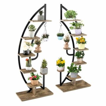 Rinkinys iš 2 gėlių stovų 60x30x155cm., rudos/juodos spalvos