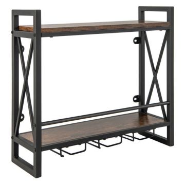 Винная полка 60x20x55см, коричневый/черный цвет