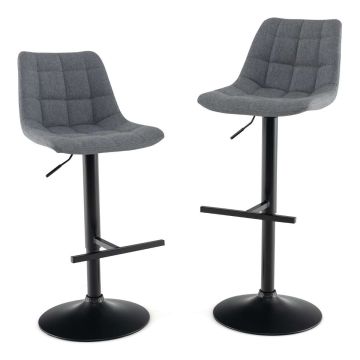 Rinkinys iš 2 baro kėdžių 43x54x109cm., pilkos/juodos spalvos