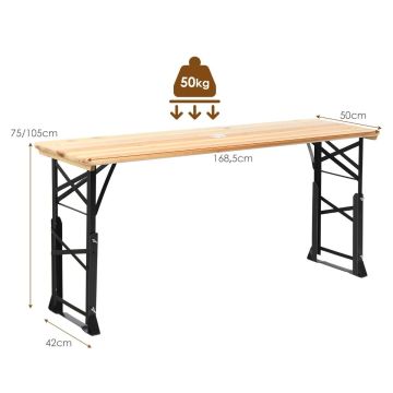 Valgomojo stalas 168,5x50x105cm., šviesiai rudos/juodos spalvos