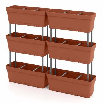 Rinkinys iš 6 gėlių vazonų 49x16x16cm., rudos spalvos
