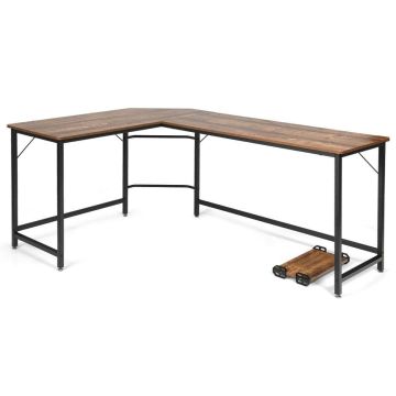 Rašomasis stalas 168x125x74cm., rudos/juodos spalvos