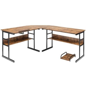 Rašomasis stalas 170x150x75cm., rudos/juodos spalvos