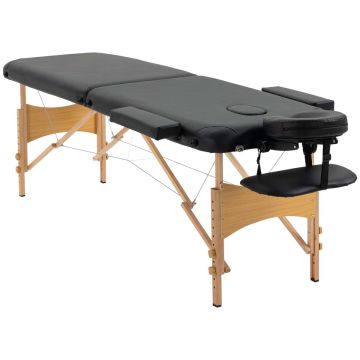 Masažo stalas Homcom 215x80x88cm., juodos/šviesiai rudos spalvos