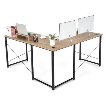 Rašomasis stalas 150x150x74cm., šviesiai rudos/juodos spalvos