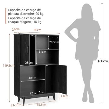 Напольная полка 80x24x119,5см, чёрного цвета