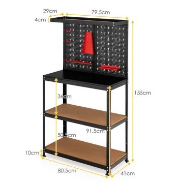 Darbastalis 80,5x41x155cm., juodos/rudos spalvos