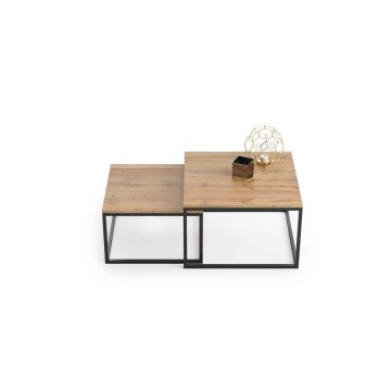 Журнальный столик Twin 70x70x42 см / 60x60x36 см, цвет натурального дерева.