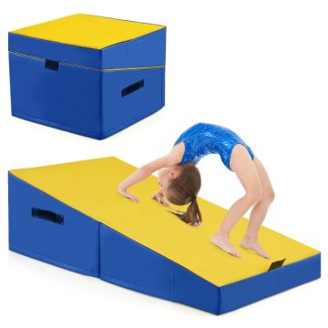 Gimnastikos kilimėlis 120x60x35cm., mėlynos/geltonos spalvos