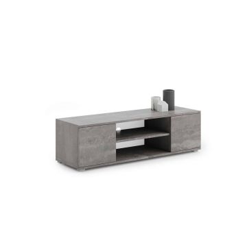 Betono dizaino tv staliukas Focus RTV 155x37x40 cm, tamsiai pilkos spalvos