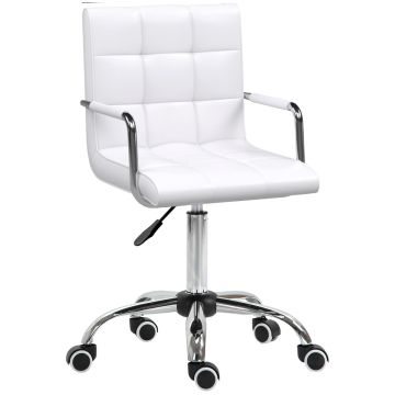 Biuro kėdė Homcom 52,5x54x99cm., baltos/sidabrinės spalvos