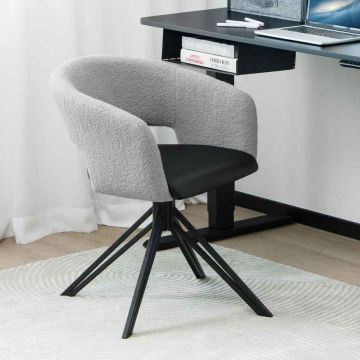Akcentinis fotelis, pasukamas 360°, Pilkas, 56 × 54,5 × 72 cm
