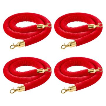 Комплект бархатных канатов VEVOR 4redrsjt, 4 шт, Красный, Ø32 × 1500 мм