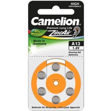 Akumuliatoriai Camelion A13/DA13/ZL13, 6 vnt