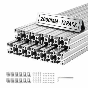 Aluminum extrusion profile set VEVOR 3030T-200-12-Y, 12 pcs, Silver color