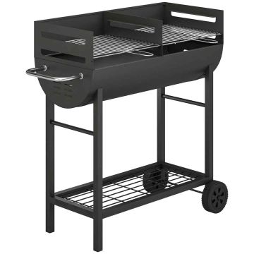 Charcoal barbecue, 2 cooking zones, Black, 103 × 100 × 46.5 cm