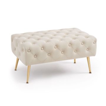 Upholstered pouf MADRID, beige, 80 × 41 × 42 cm