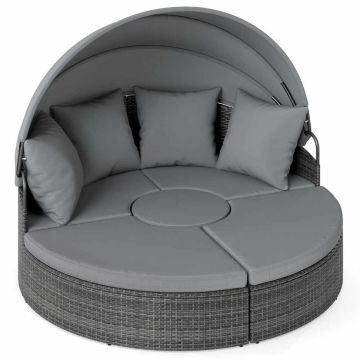 Round outdoor lounge bed, 4 modular seats, 172 × 172 × 140 cm
