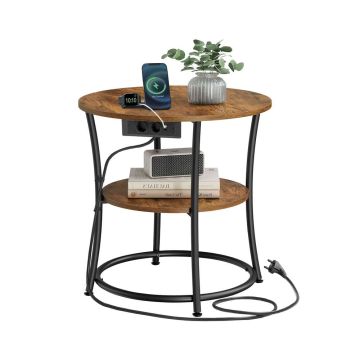 Apvalus šoninis staliukas VASAGLE LET077KD01, 2 pakopos, Ø 55 × 55 cm